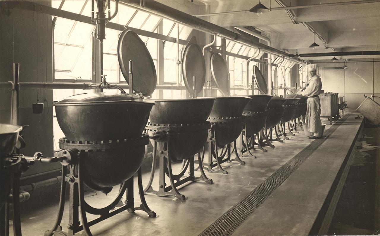 tumblr_osxkv33bo01sfie3io1_1280 Archival black and white photograph of a factory worker tending a row of identical industrial vats, illustrating the scale of Microsoft's repeated data center capital expenditure